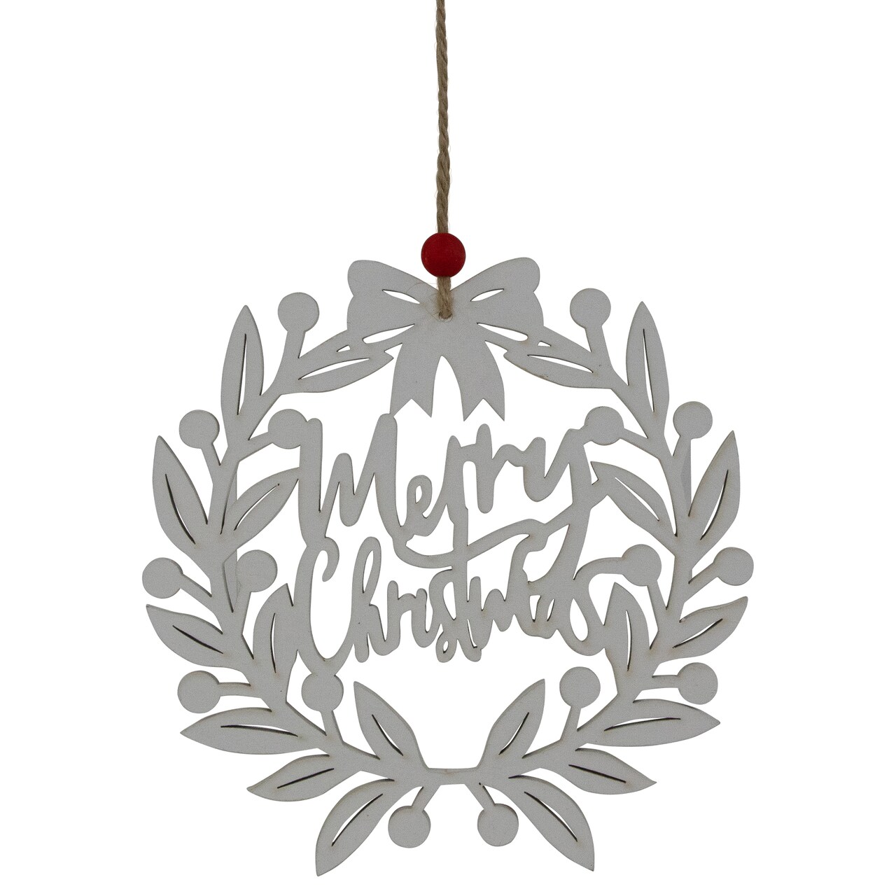 Northlight 8" White "Merry Christmas" Wreath Cutout Hanging Ornament